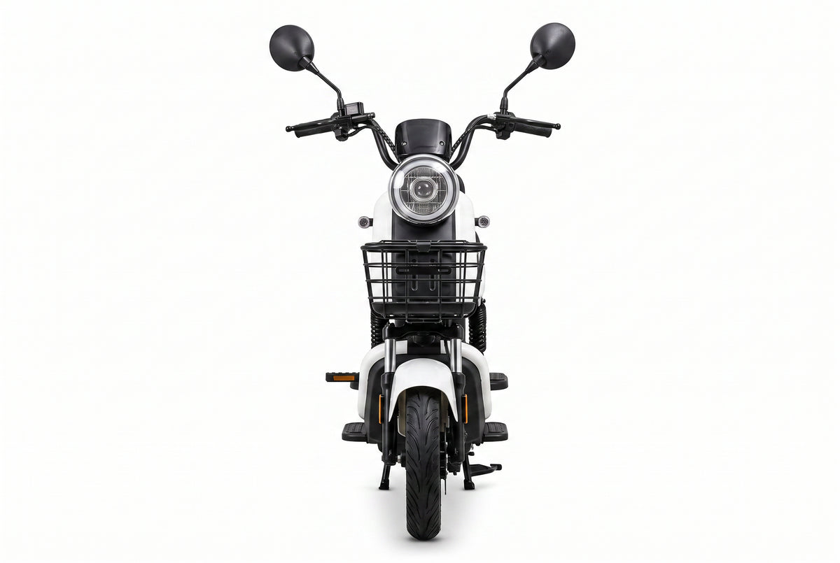 JE-7 – Vista frontal com farol LED circular