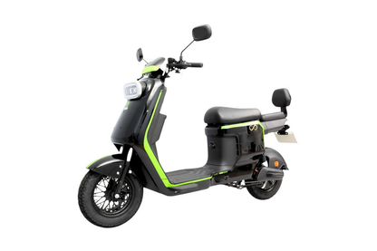 SUDU A4 – Vista lateral preto fosco com frisos verde-neon e pneu 12"