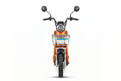JE-17 – Vista frontal com farol LED circular e cesto